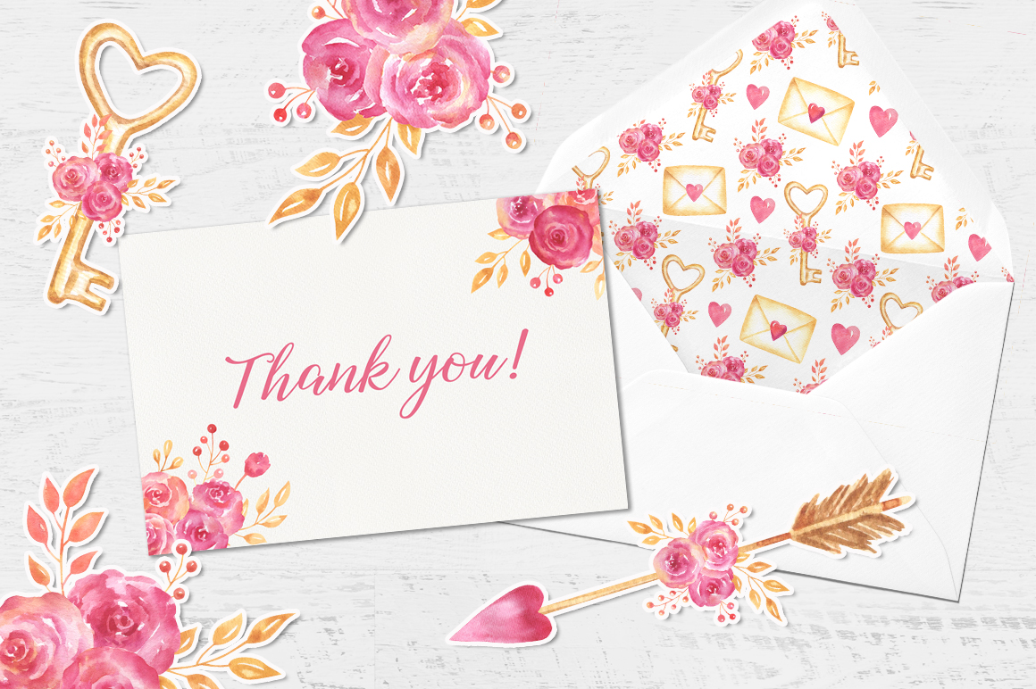 Romantic and Valentines Day Watercolor Collection Romantic and Valentines Day Watercolor Collection