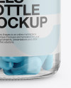 Clear Glass Bottle With Pills Mockup - Front View