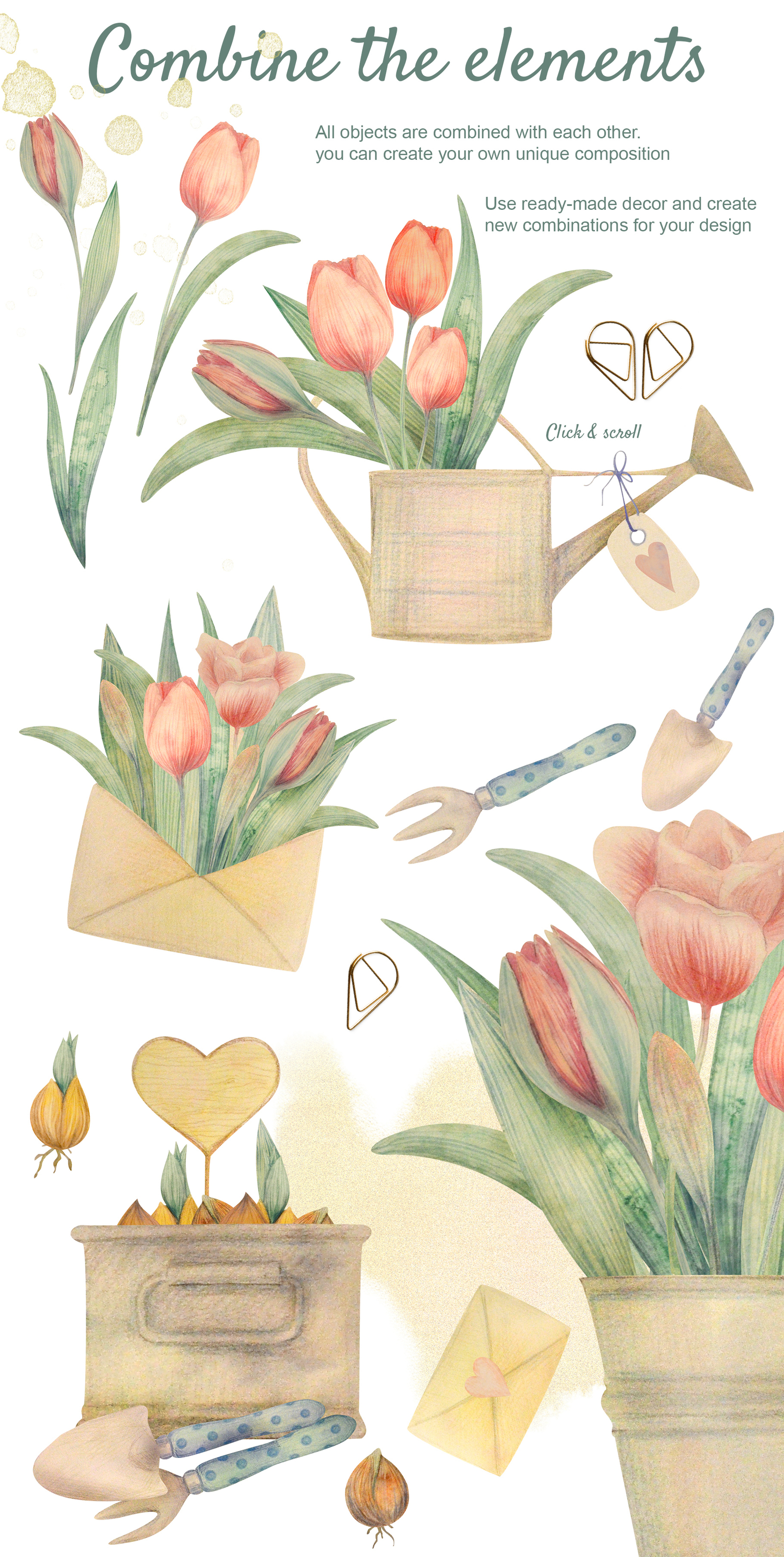 HELLO SPRING. Watercolor tulip set HELLO SPRING. Watercolor tulip set