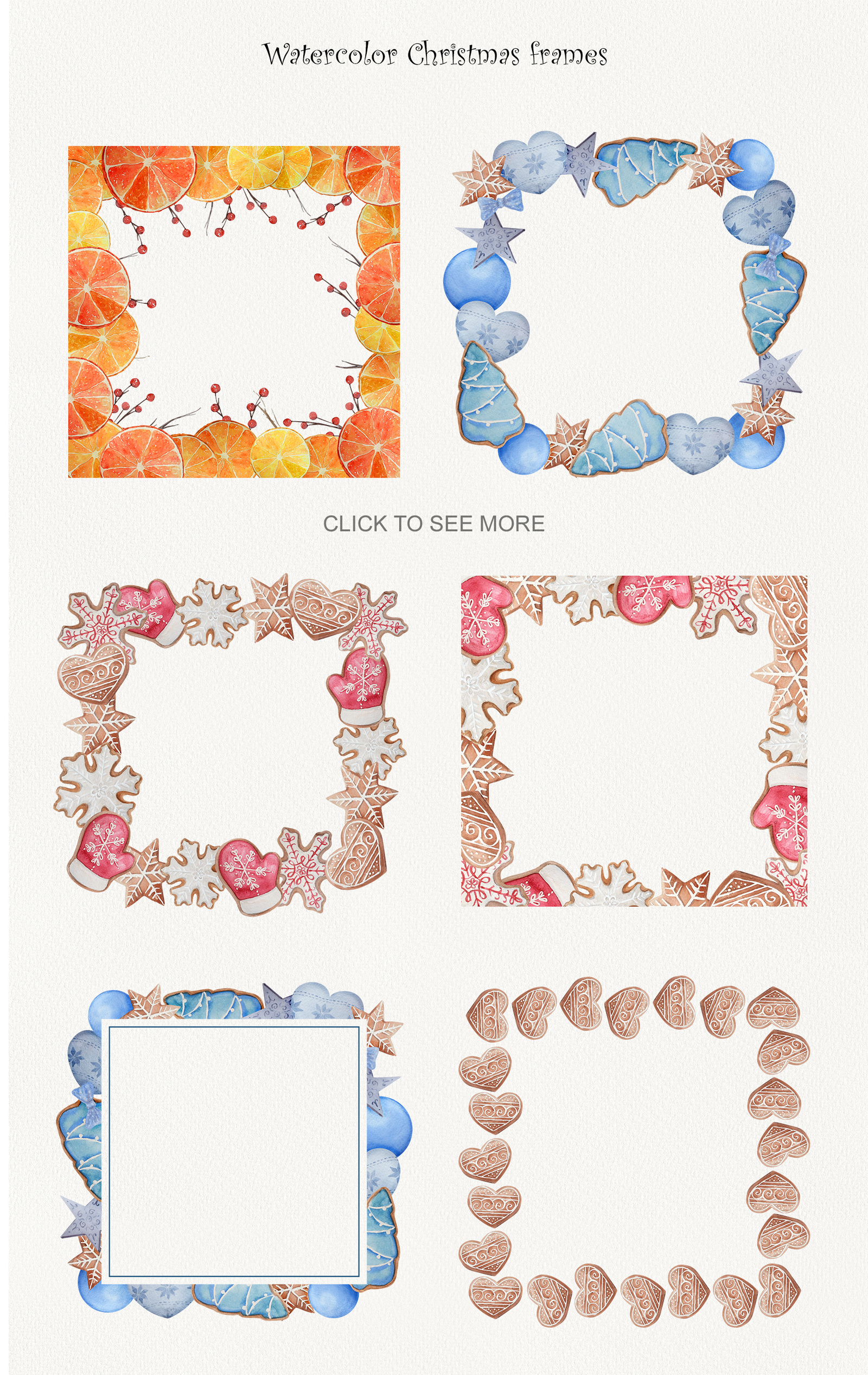 Watercolor Christmas cookies set Watercolor Christmas cookies set
