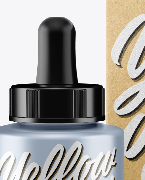 Metallic Dropper Bottle w/ Kraft Box Mockup