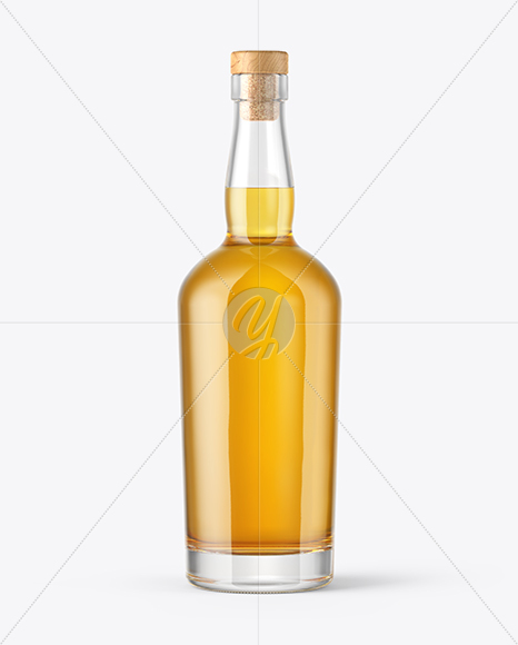 Single Malt Whisky Bottle with Wooden Cap Mockup