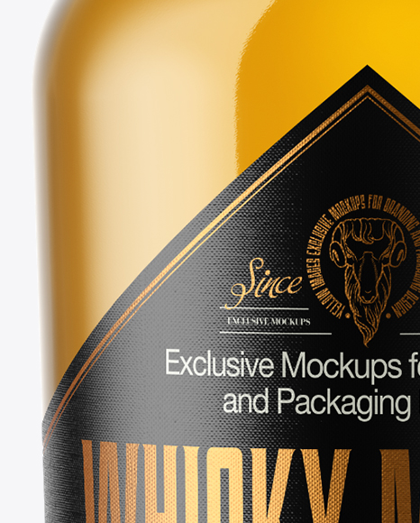 Single Malt Whisky Bottle with Wooden Cap Mockup