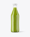 Clear Glass Bottle with Green Smoothie Mockup