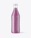 Clear Glass Bottle with Blueberry Smoothie Mockup