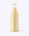 Clear Glass Bottle with Banana Smoothie Mockup