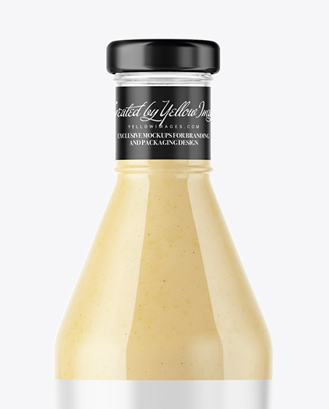 Clear Glass Bottle with Banana Smoothie Mockup