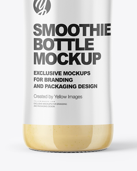 Clear Glass Bottle with Banana Smoothie Mockup