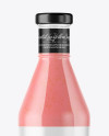 Clear Glass Bottle with Strawberry Smoothie Mockup