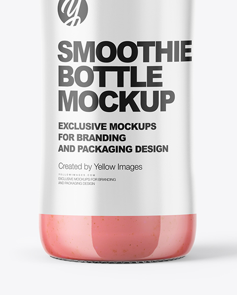 Clear Glass Bottle with Strawberry Smoothie Mockup