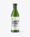 Green Glass Bottle with Smoothie Mockup