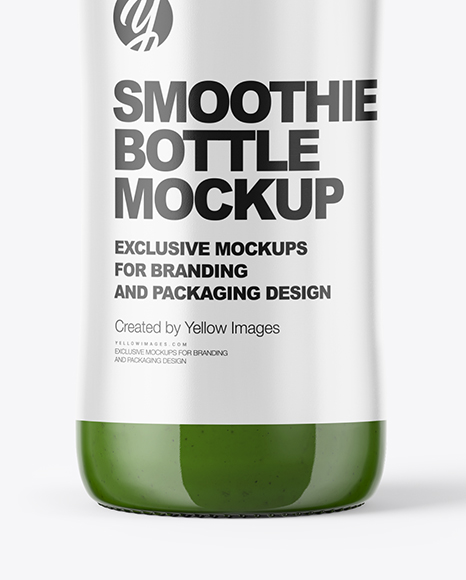 Green Glass Bottle with Smoothie Mockup