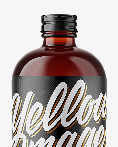 Dark Amber Glass Bottle Mockup