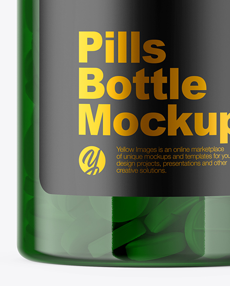 Green Pills Bottle Mockup