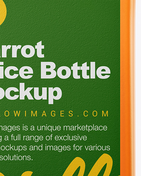 Square Carrot Juice Bottle Mockup