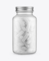 Frosted Glass Bottle With Pills Mockup