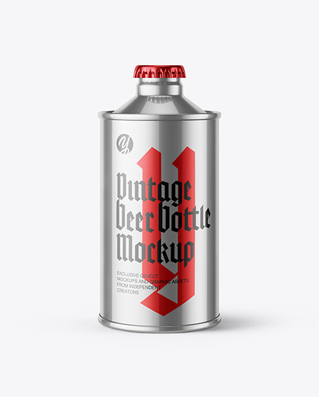 Metallic Vintage Beer Bottle Mockup