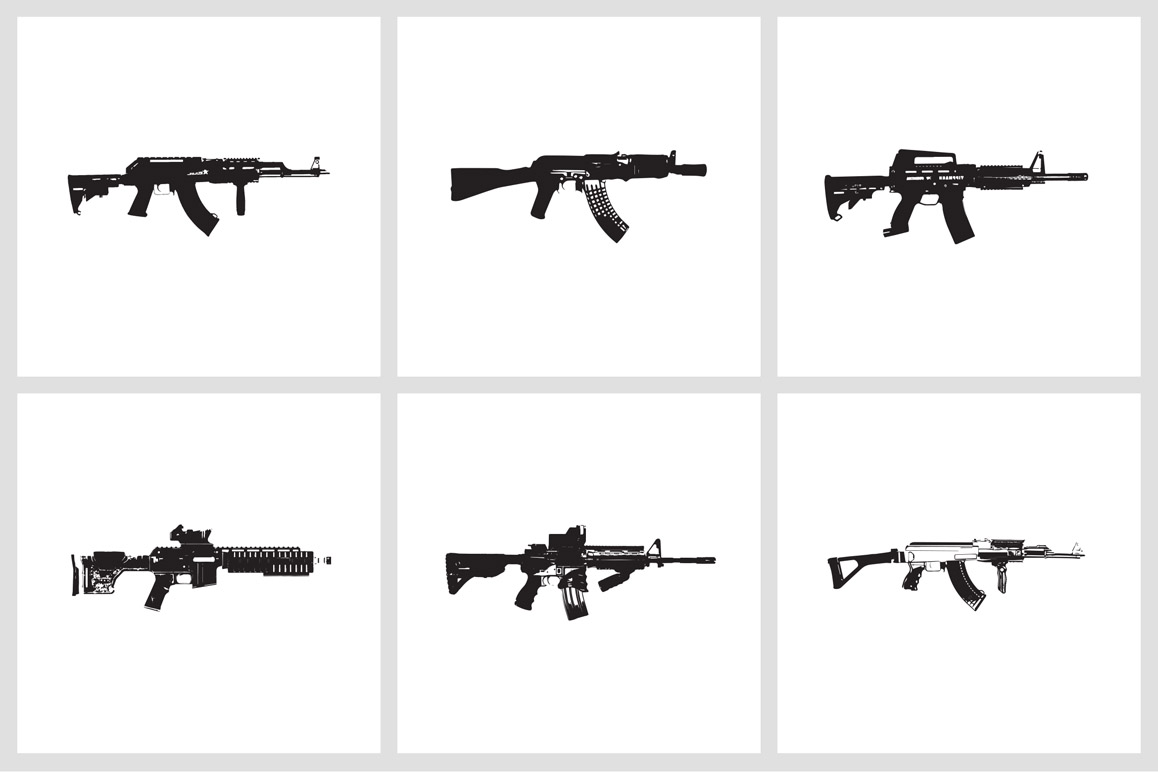 Automatic Weapons: EPS Vector Illustrations