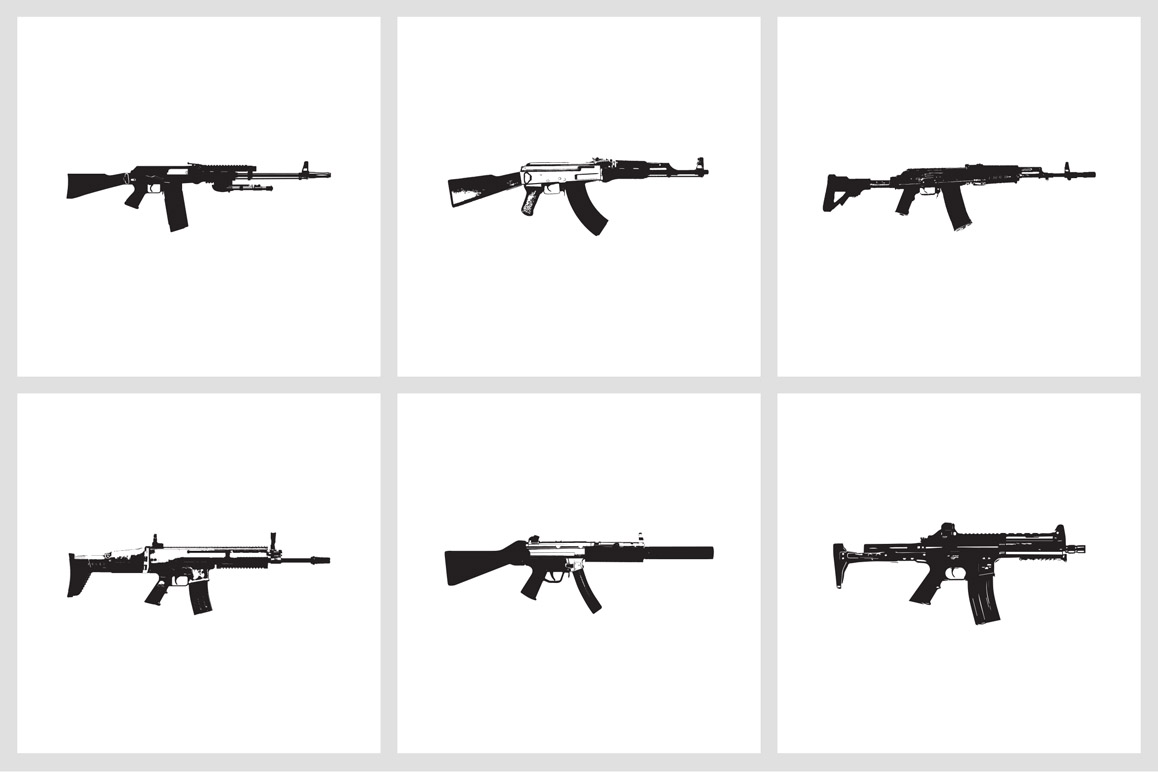 Automatic Weapons: EPS Vector Illustrations