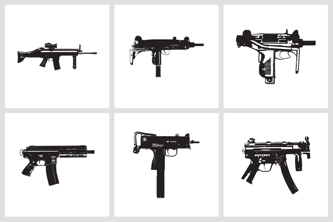 Automatic Weapons: EPS Vector Illustrations