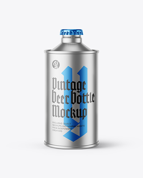 Matte Metallic Vintage Beer Bottle Mockup