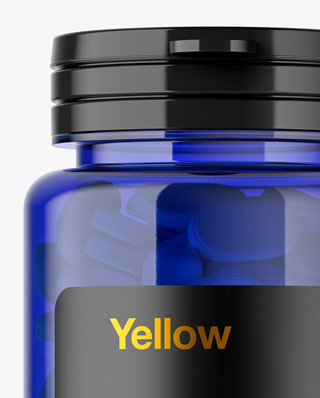 Blue Pills Bottle Mockup