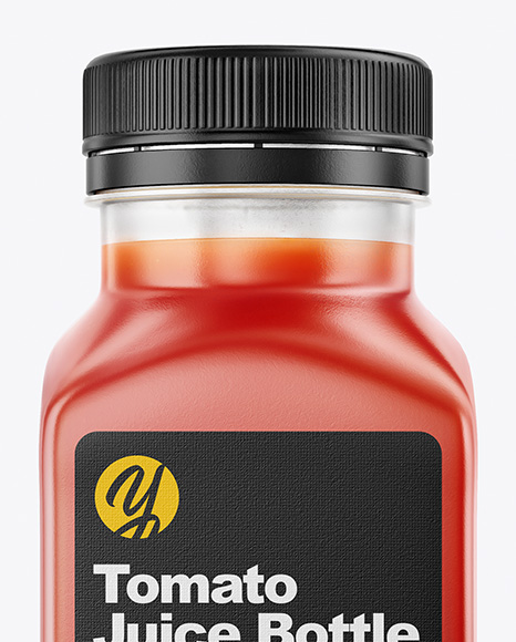 Square Tomato Juice Bottle Mockup