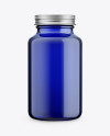 Blue Glass Pills Bottle Mockup - Front View