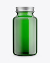 Green Glass Pills Bottle Mockup - Front View