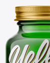 Green Glass Pills Bottle Mockup - Front View