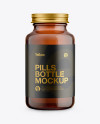 Amber Glass Pills Bottle Mockup - Front View