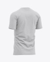 Men’s Heather Tight Round Collar T-Shirt - Back Half-Side View