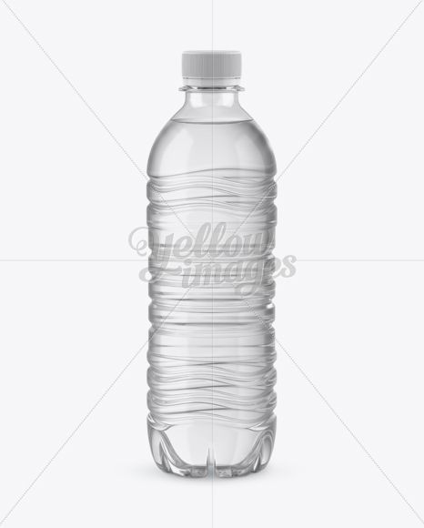 White Plastic PET Bottle w/ Water Mockup