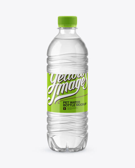 White Plastic PET Bottle w Water Mockup - Plastic+White+Bottle+Label+Mockup