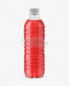 PET Bottle w/ Red Drink Mockup