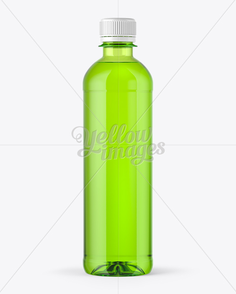 Green PET Bottle with Paper Label Mockup Green PET Bottle with Paper Label Mockup