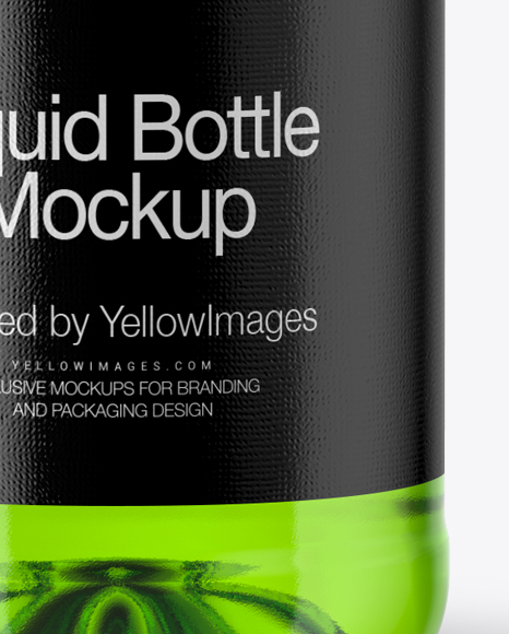 Green PET Bottle with Paper Label Mockup