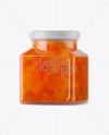 Glass Apricot Jam Jar Mockup - Halfside View