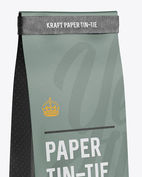 Paper Bag w/ a Kraft Paper Tin-Tie Mockup - Halfside View