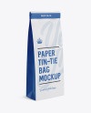 Paper Bag w/ a Paper Tin-Tie Mockup - Halfside View