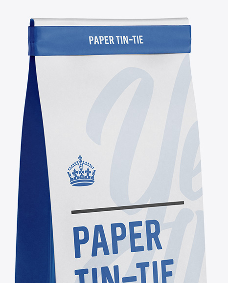 Paper Bag w/ a Paper Tin-Tie Mockup - Halfside View