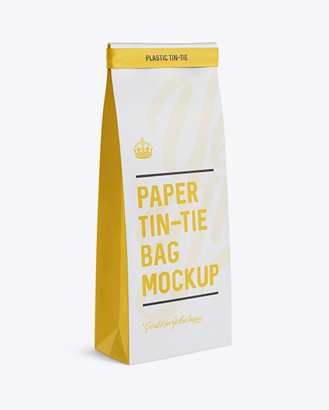 Paper Bag w a Plastic Tin-Tie Mockup - Halfside View - 