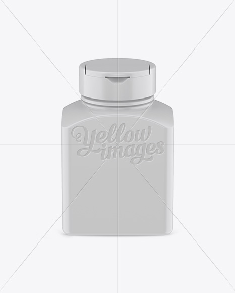 Plastic Pills Bottle Mockup - Front View (High-Angle Shot)