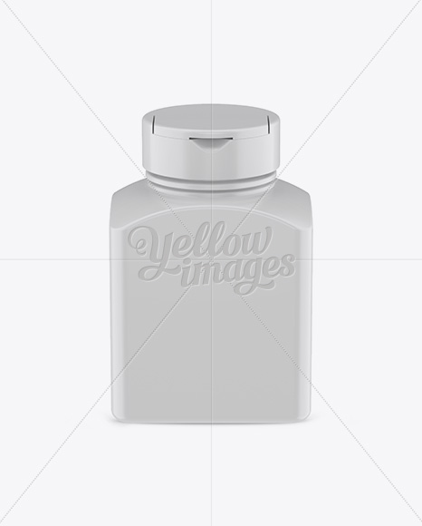 Plastic Pills Bottle Mockup - Front View (High-Angle Shot)