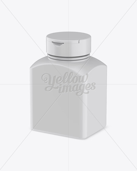 Plastic Pills Bottle Mockup - Halfside View (High-Angle Shot)