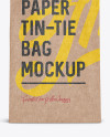 Kraft Paper Bag w/ a Plastic Tin-Tie Mockup - Front View