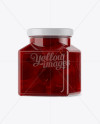 Glass Cherry Jam Jar Mockup - Halfside View