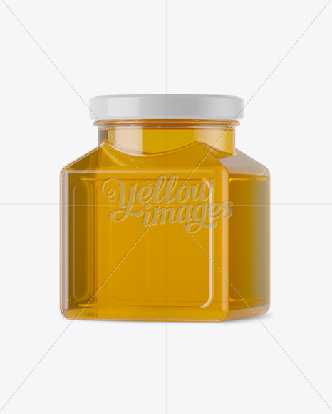 Glass Pure Honey Jar Mockup - Halfside View