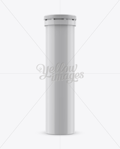 Glossy Plastic Effervescent Tablets Tube Mockup - Front View