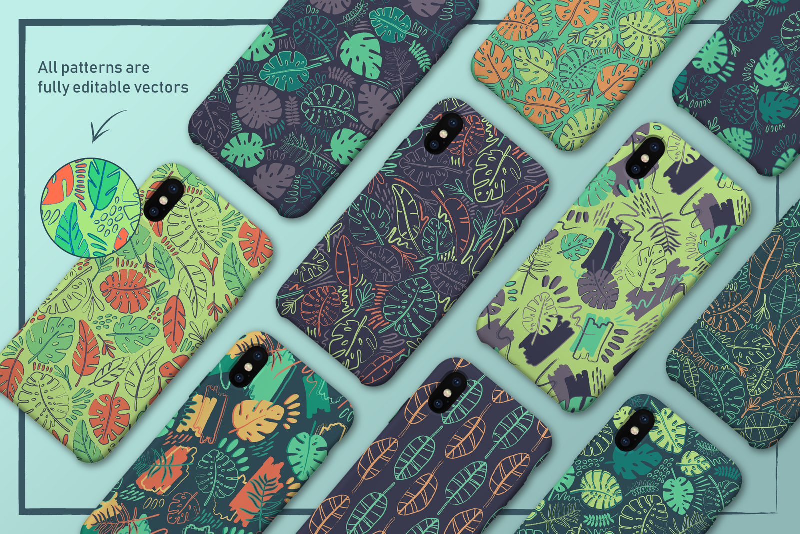 Crazy Tropics. 12 Patterns Set